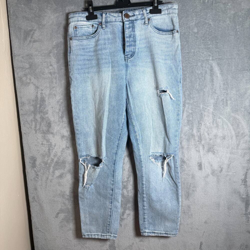 Prosperity Distressed Mom Jeans Womens 31 Light Wash High Rise Ripped Denim